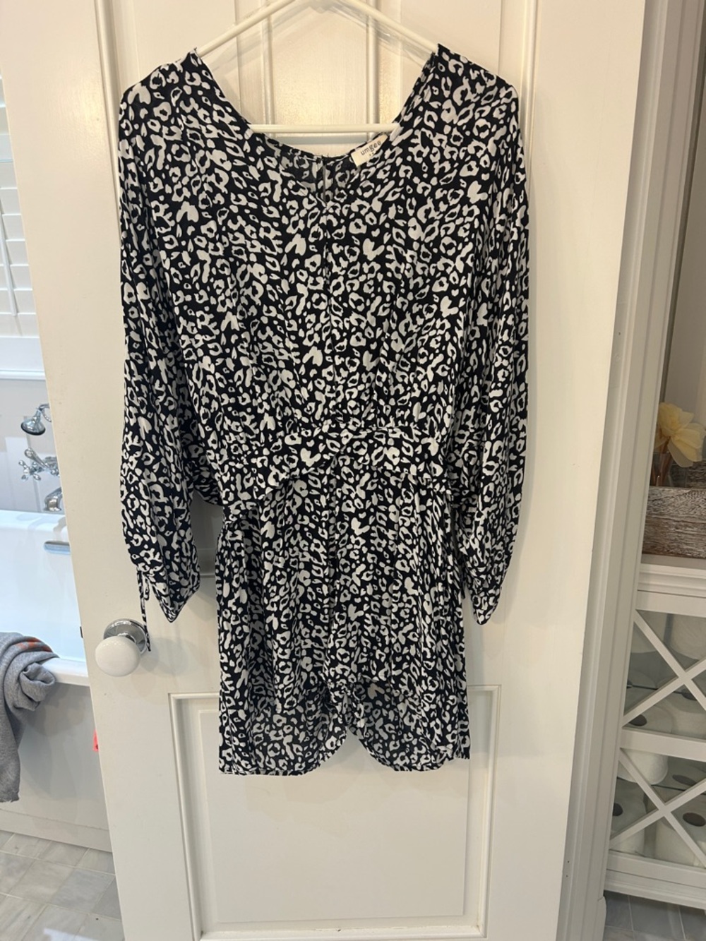 Black and White Leopard Print Women’s Romper